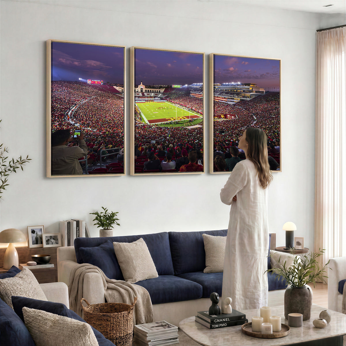 73373-MGV-CV-36X24 - The University of Southern California USC Trojans Football Team Print, Extra Large Game Room Wall Decor
