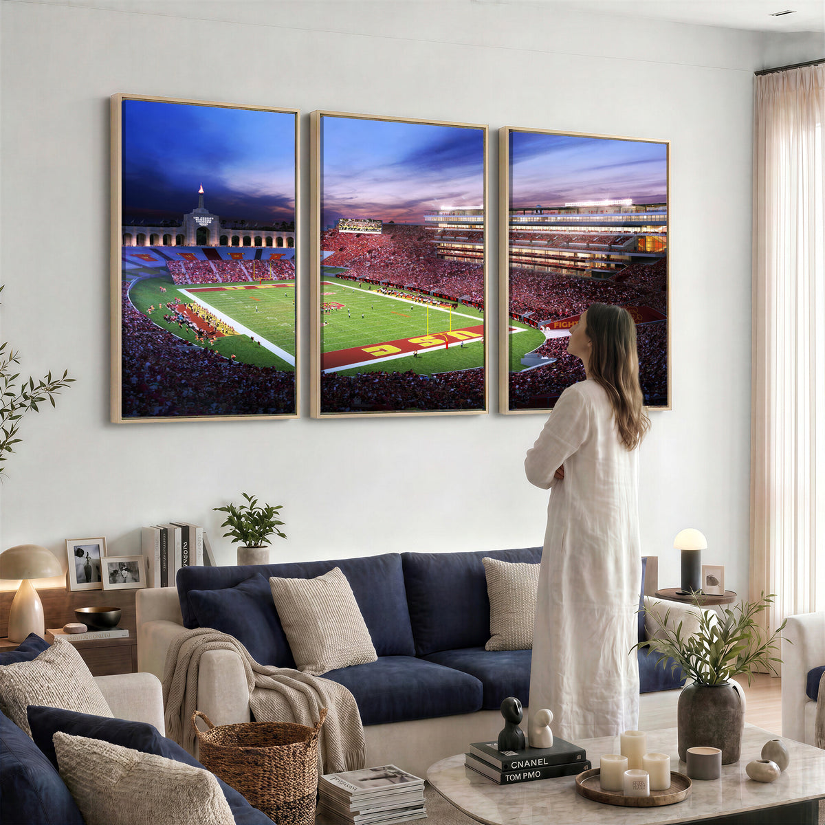 71879-MGV-CV-36X24 - The University of Southern California USC Trojans Football Team Print, Framed and Ready to Hang
