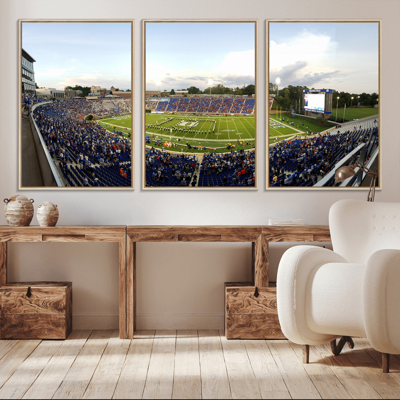 MGV-FC-60X30-3P - The Duke University Blue Devils Football Team Print - Durham Wallace Wade Stadium Wall Art Canvas
