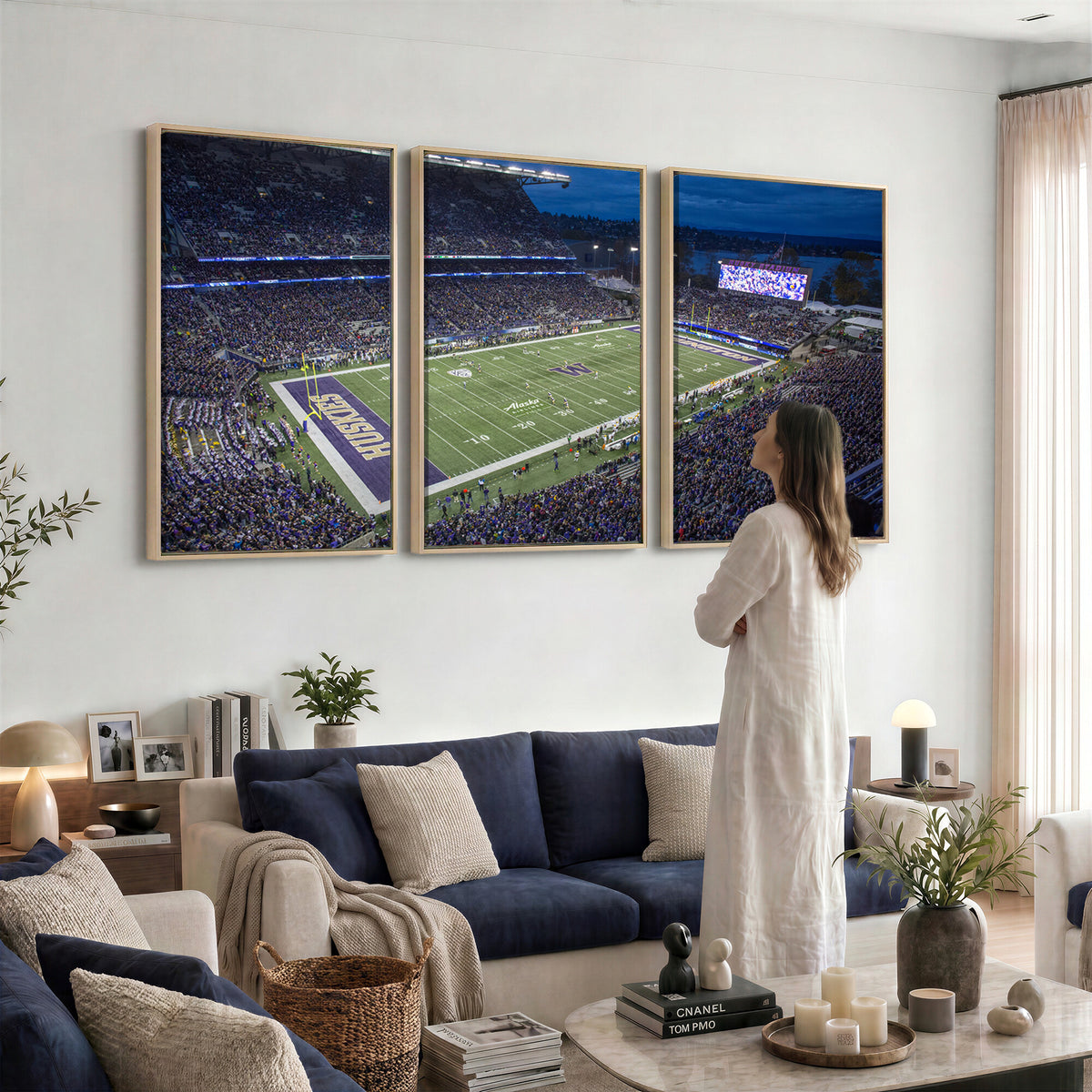 84780-MGV-CV-36X24 - The University of Washington Huskies Football Team Print, Framed and Ready to Hang