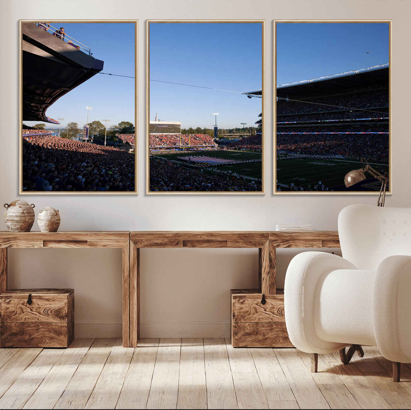 MGV-FC-60X30-3P - The University of Washington Huskies Football Team Print - Seattle Husky Stadium Wall Art Canvas