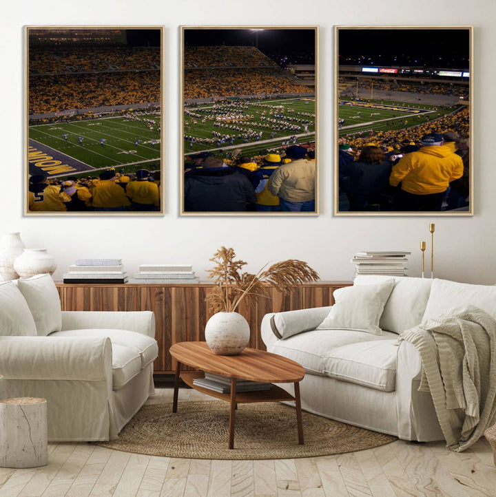 West Virginia Uni Mountaineers Football Canvas Wall Art Print.