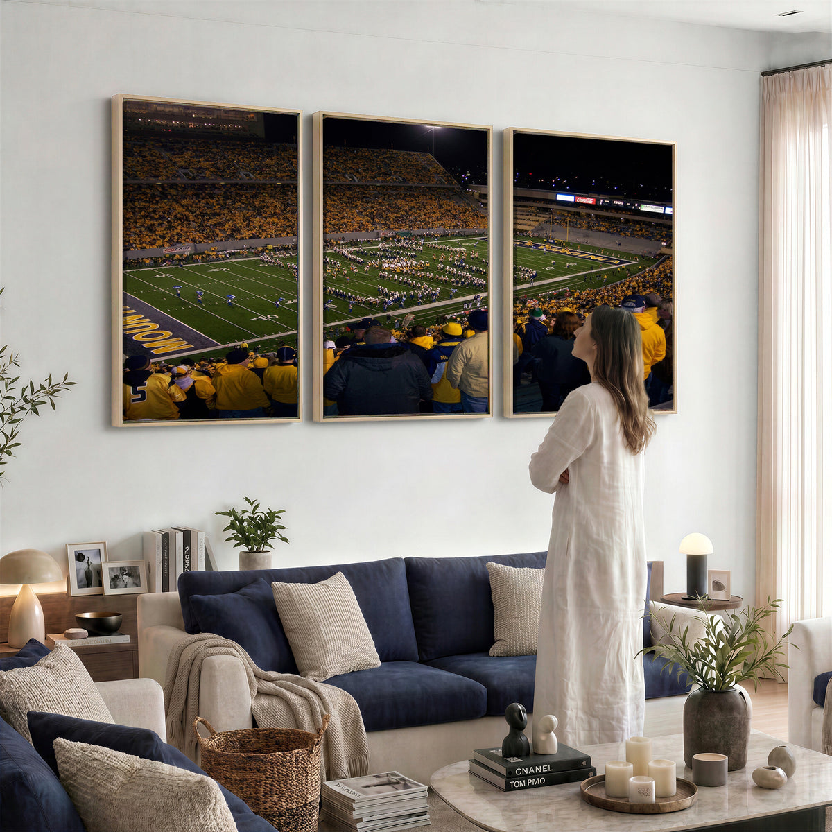58154-MGV-CV-36X24 - West Virginia University Mountaineers Football Team Print, Milan Puskar Stadium, Morgantown