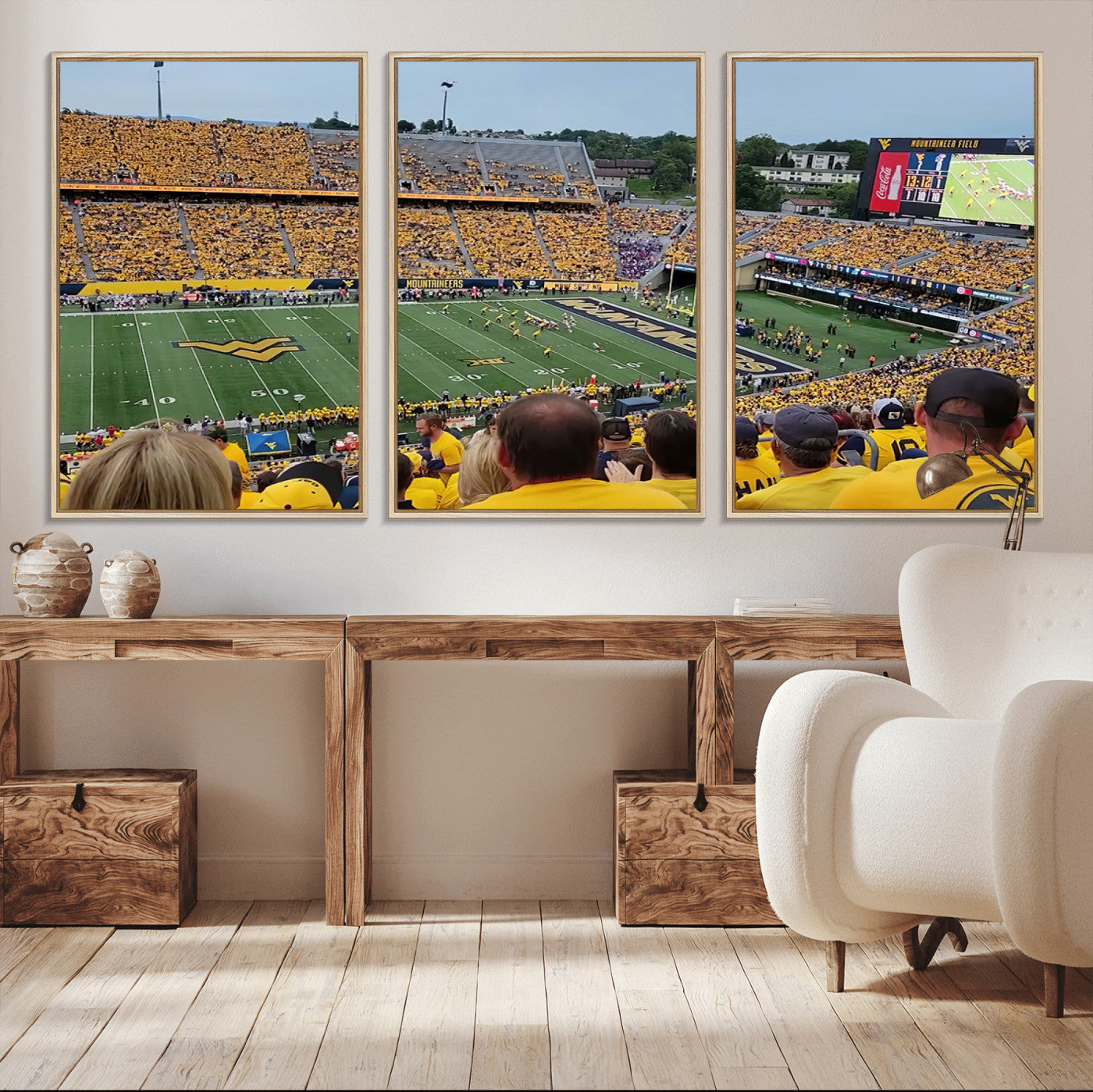 MGV-FC-60X30-3P - Puskar Stadium Canvas Print Wall Art - Morgantown Print - West Virginia University Mountaineers