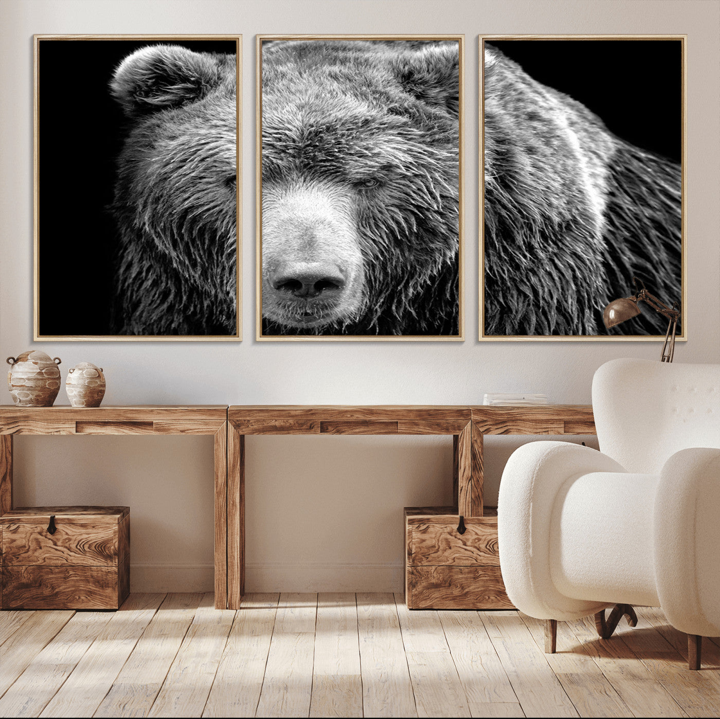 MGV-FC-60X30-3P - 399 Grizzly Bear Canvas Print | Ready to Hang Wall Art | Rustic Farmhouse & Cabin Decor | Wildlife