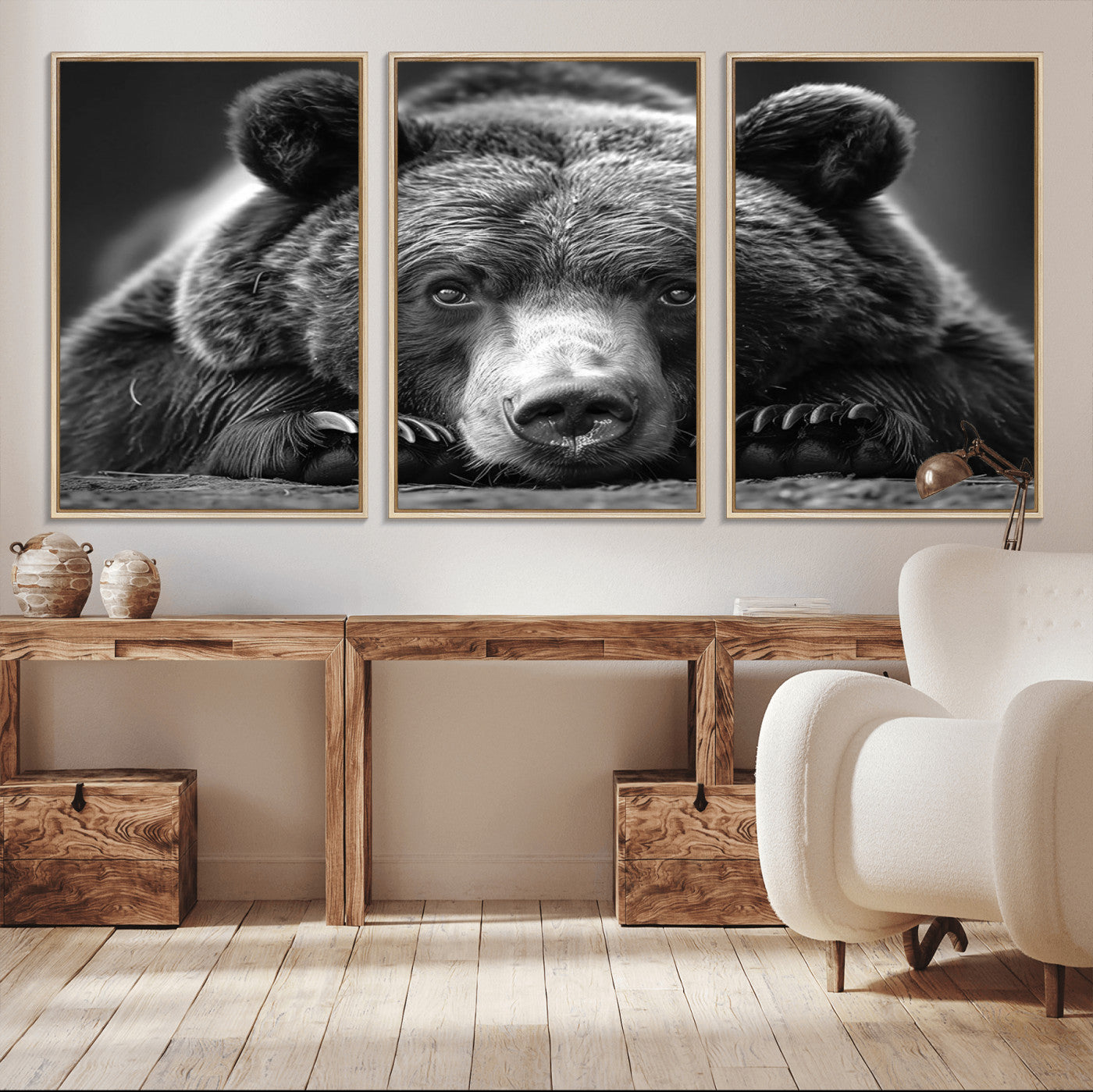 -Resting Grizzly 399 Bear Canvas Print | Ready to Hang Wall Art | Rustic Cabin & Farmhouse Decor |