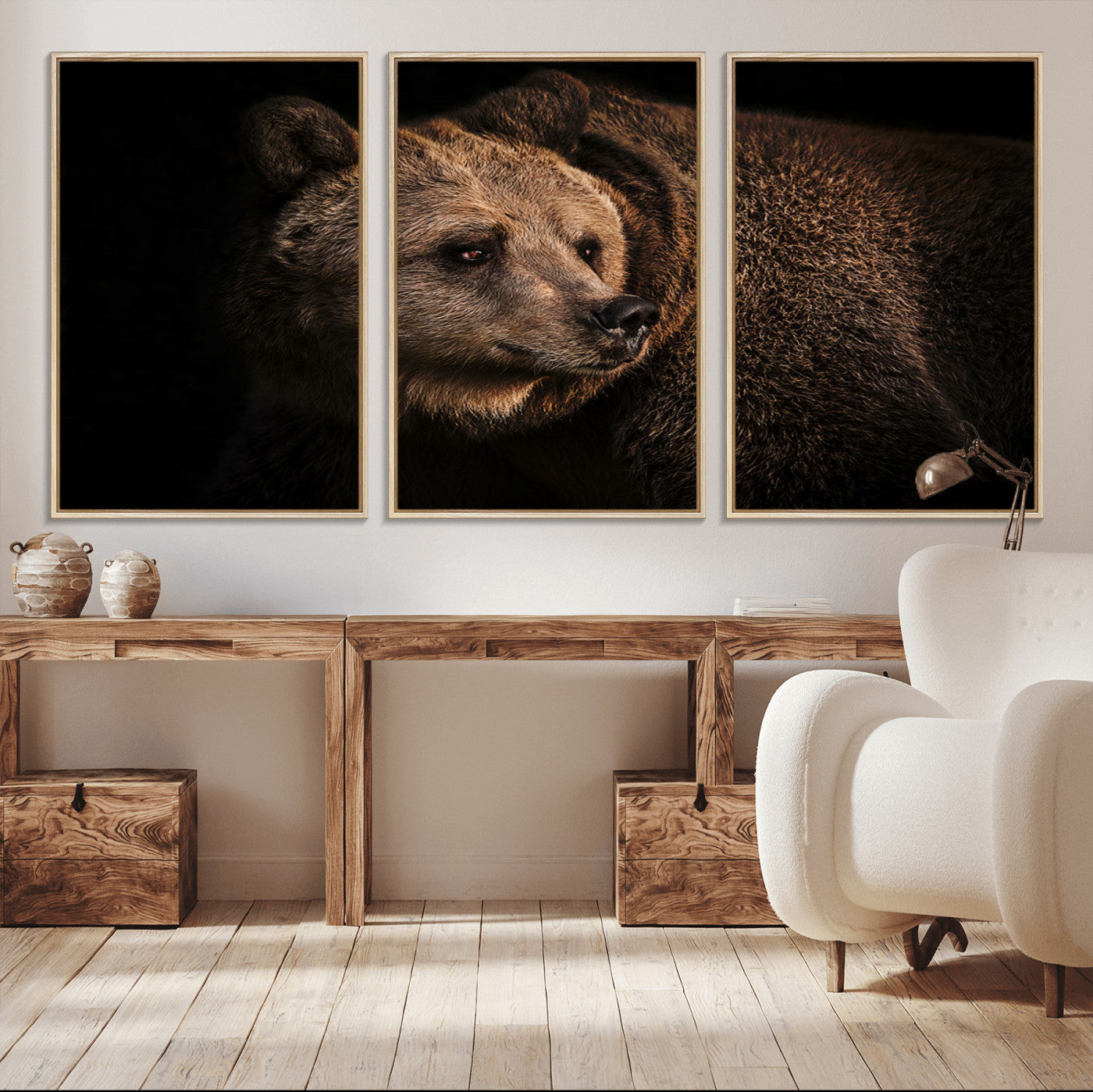 67744-MGV-CV-36X24-Wild Grizzly 399 Bear Canvas Wall Art Print, Bear Animal Canvas Artwork Print, Black Bear Wall Art