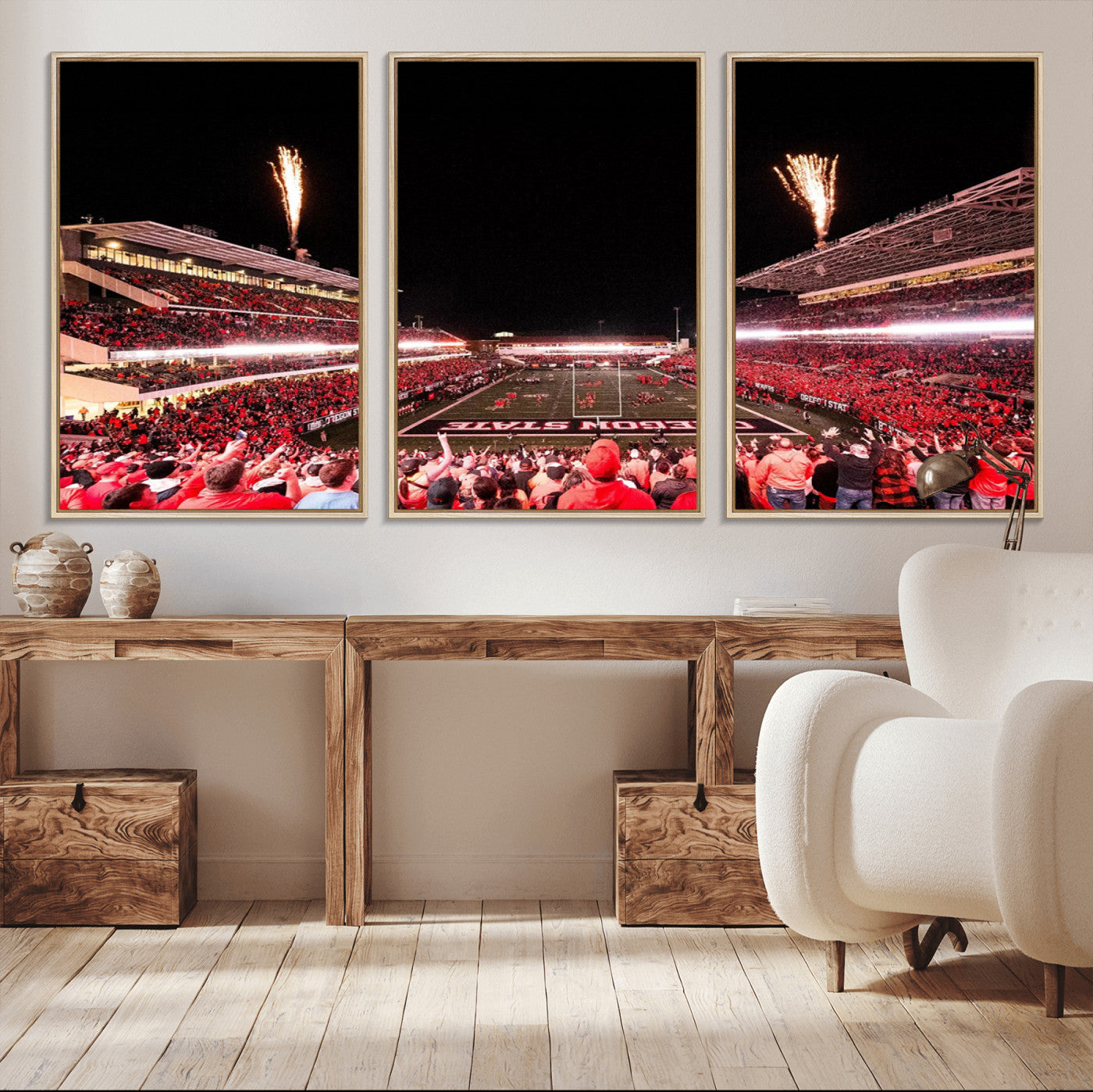 52633-MGV-CV-36X24-Oregon State Beavers Football Team Print - Corvallis Reser Stadium Wall Art Canvas Print