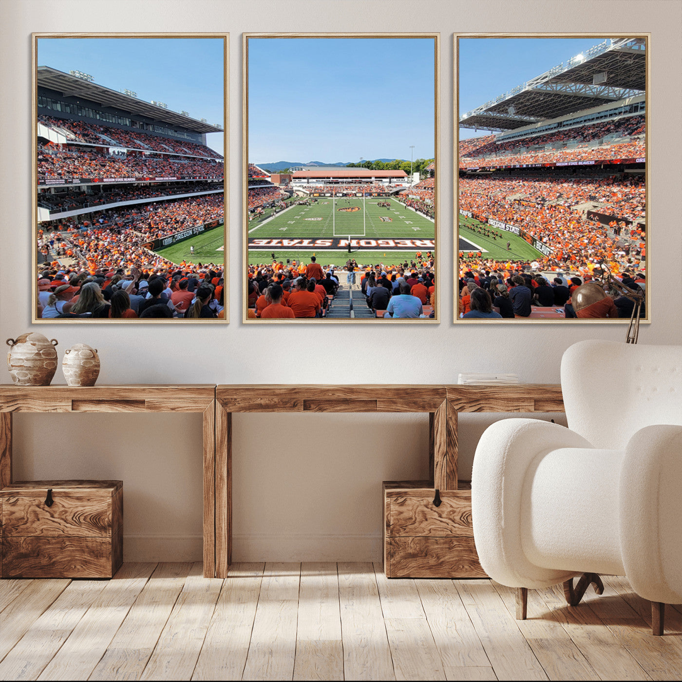 35211-MGV-CV-36X24-Oregon State Beavers Football Team Print - Corvallis Reser Stadium Wall Art Canvas Print