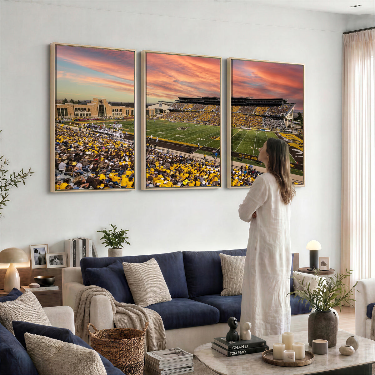 90508-MGV-CV-36X24 - University of Wyoming Cowboys Football Team Print, Laramie, Extra Large Game Room Wall Decor