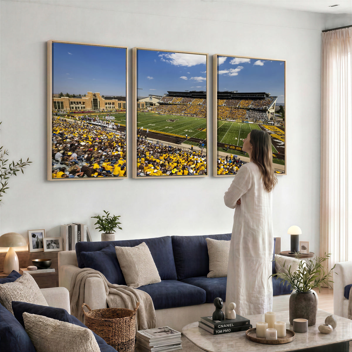 75112-MGV-CV-36X24 - University of Wyoming Cowboys Football Team Print, Laramie, Home Bar Wall Decor