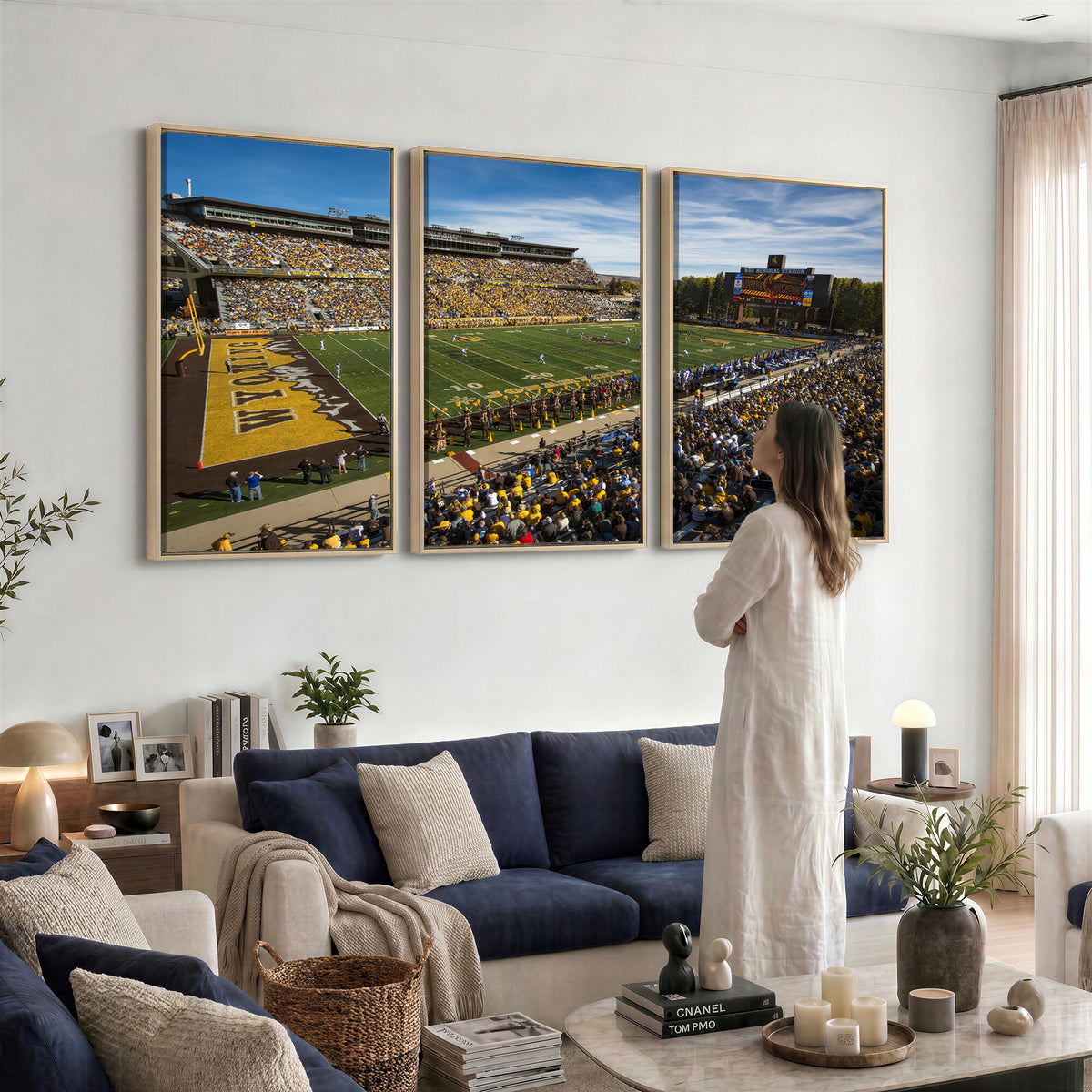 89846-MGV-CV-36X24 - University of Wyoming Cowboys Football Team Print, Laramie, Man Cave Wall Decor