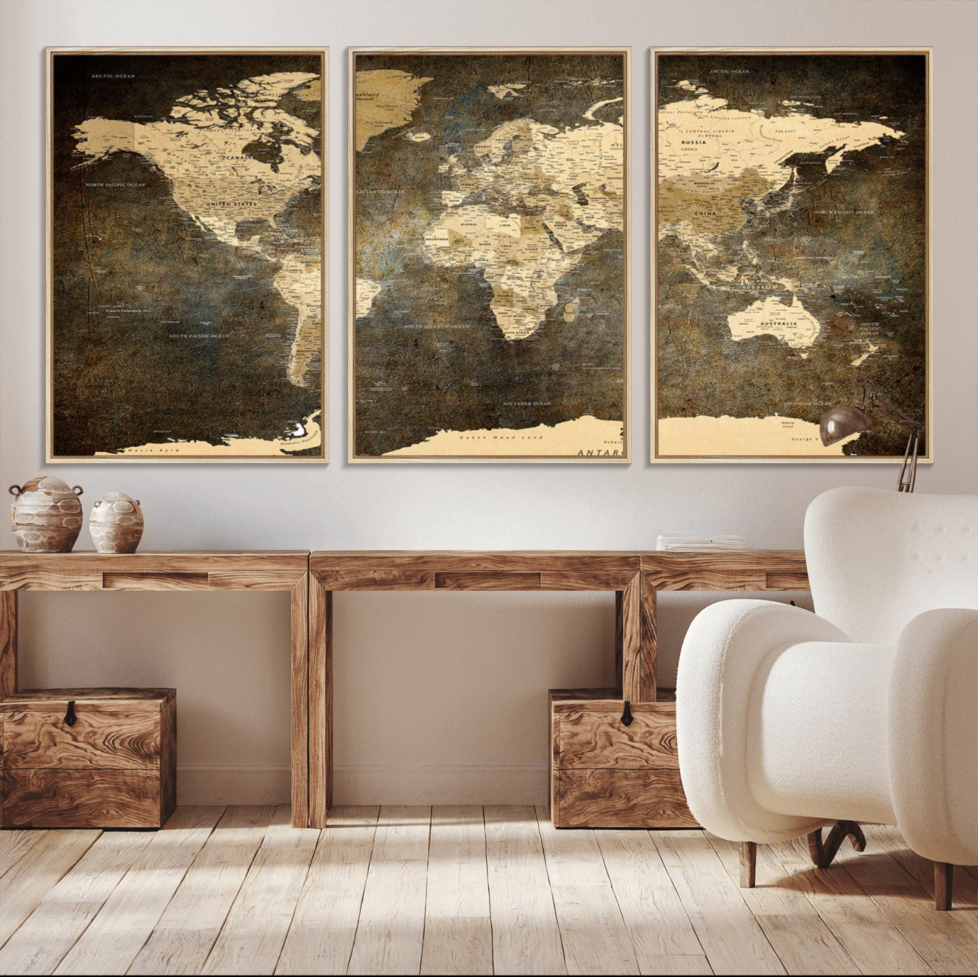 28268-MGV-CV-36X24-Push Pin World Map Canvas Print – Travel Tracker Wall Art for Couples, Perfect Anniversary Gift for Home or Office Decor