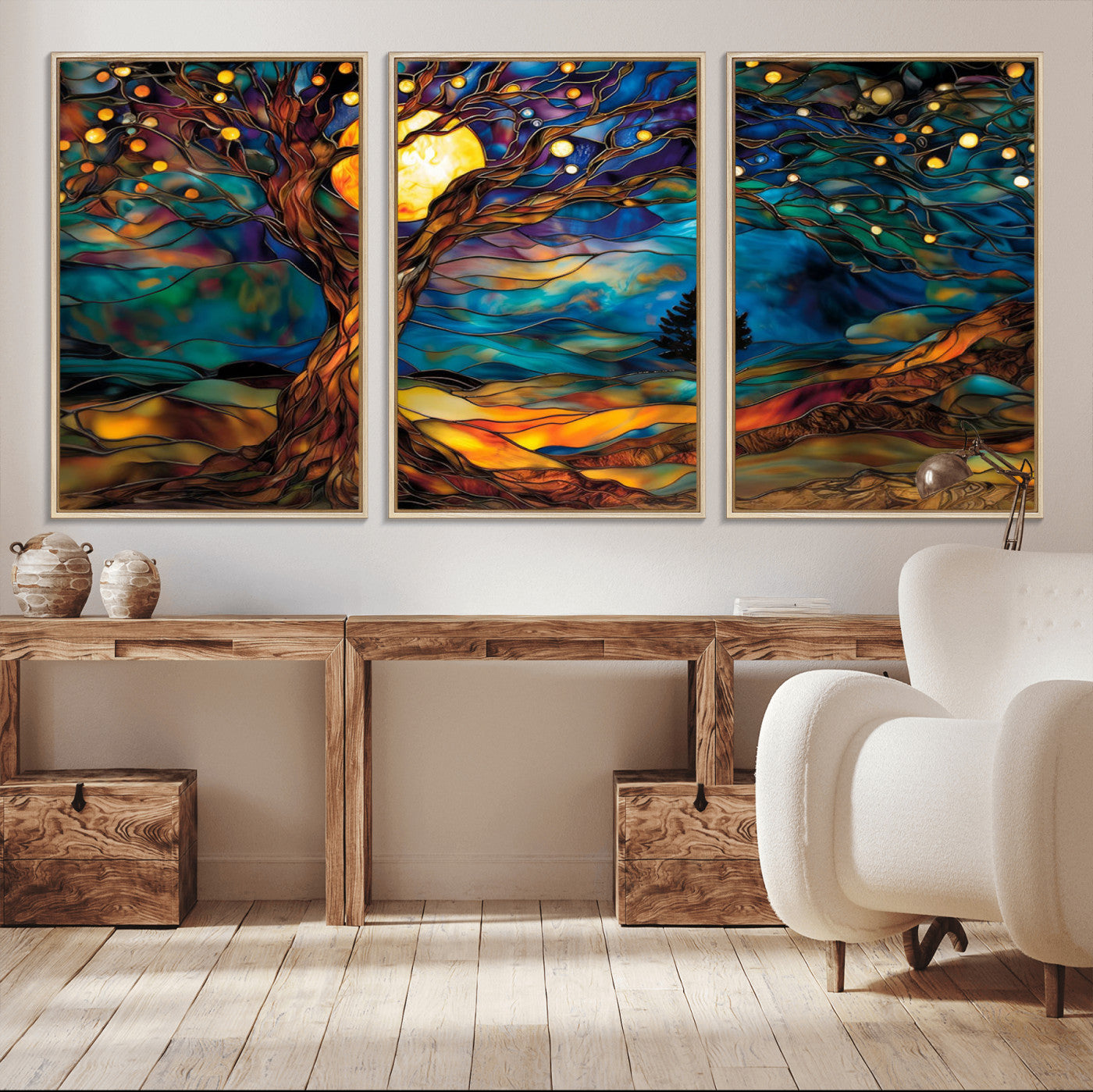 18319-MGV-CV-36X24-Tree of Life Wall Art - Yggdrasil Tree of Life Canvas Print - Vibrant Moonlit Tree Wall Art, Tree