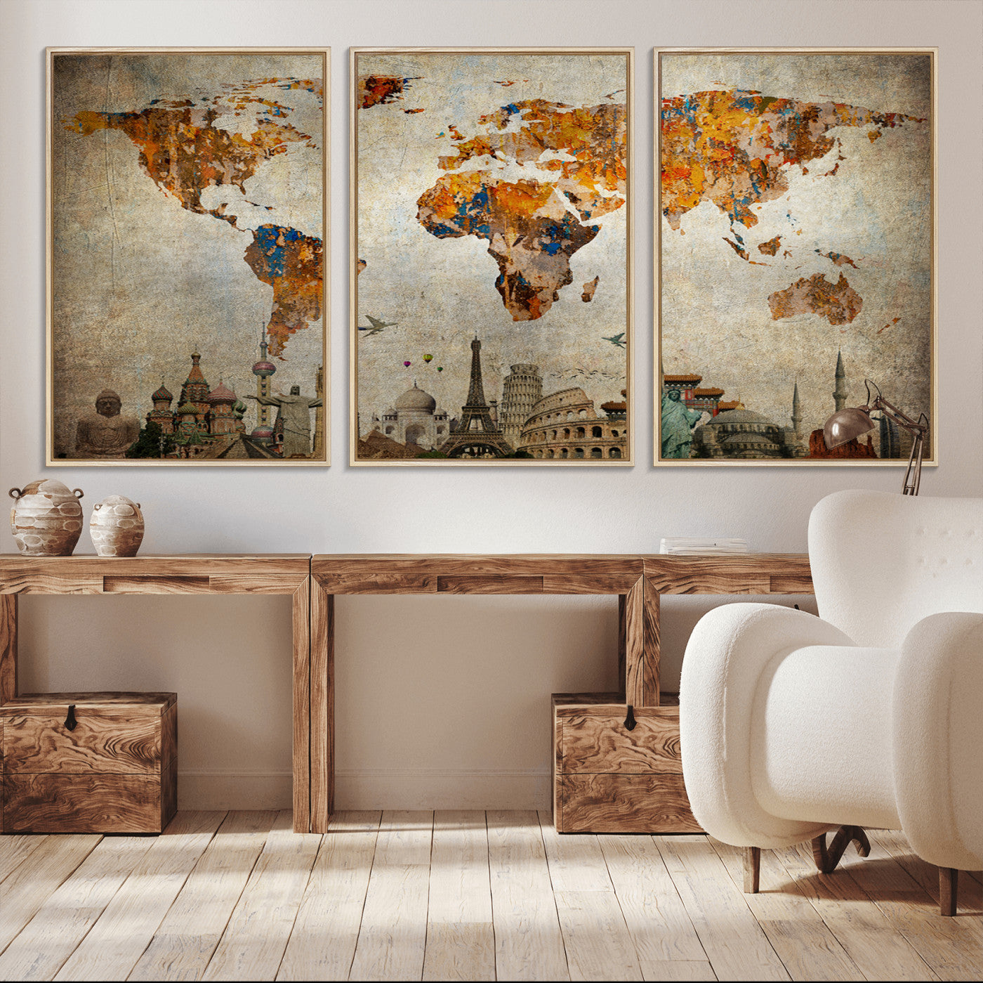54918-MGV-CV-36X24-Push Pin World Map Canvas Print – Framed Wall Art for Couples to Track Their Travels – Anniversary Gift or Home Adventure Decor