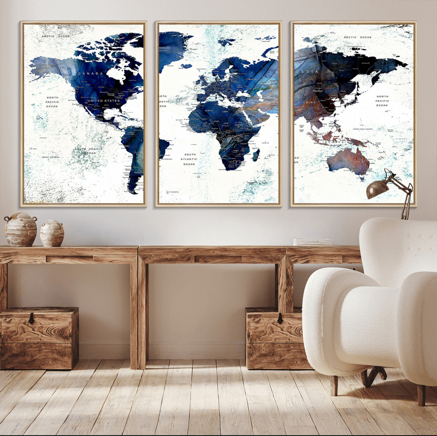 27071-MGV-CV-36X24-Push Pin World Map Canvas Print – Framed Wall Art for Couples to Track Their Travels – Anniversary Gift or Home Adventure Decor