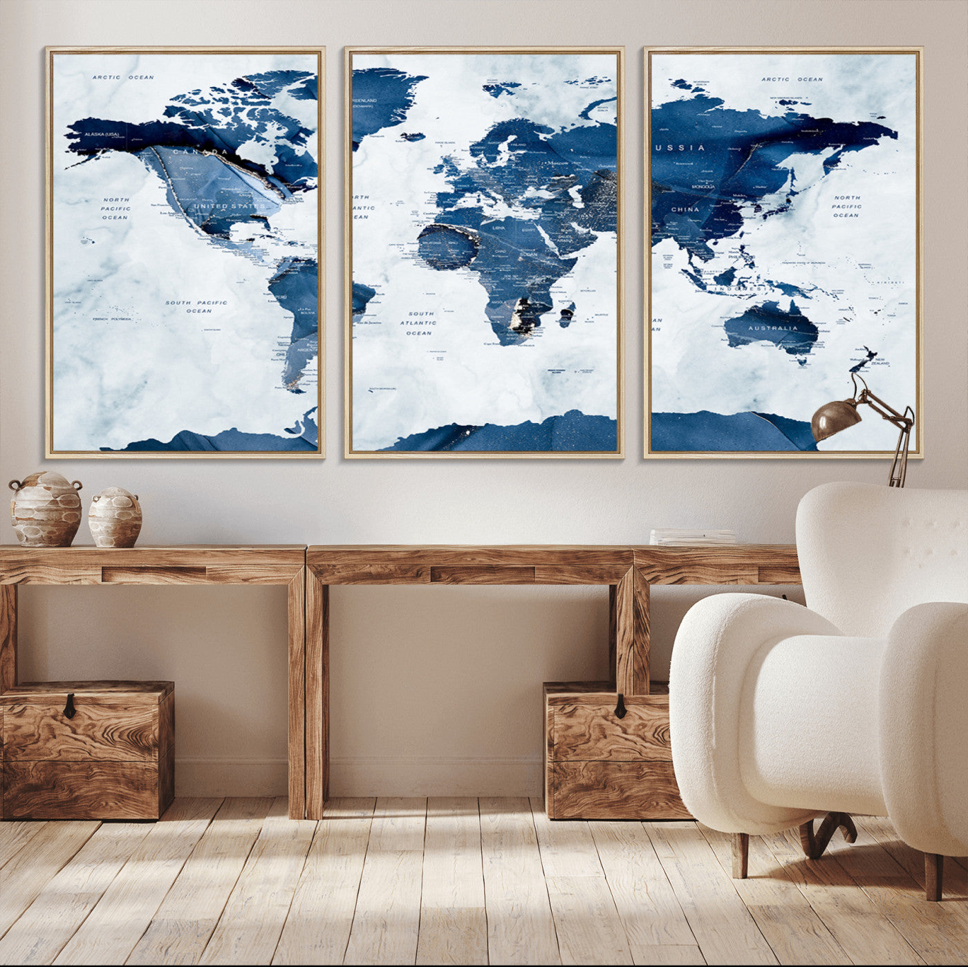 MGV-FC-60X30-3P - Push Pin World Map Canvas Print – Framed Wall Art for Couples to Track Their Travels – Anniversary