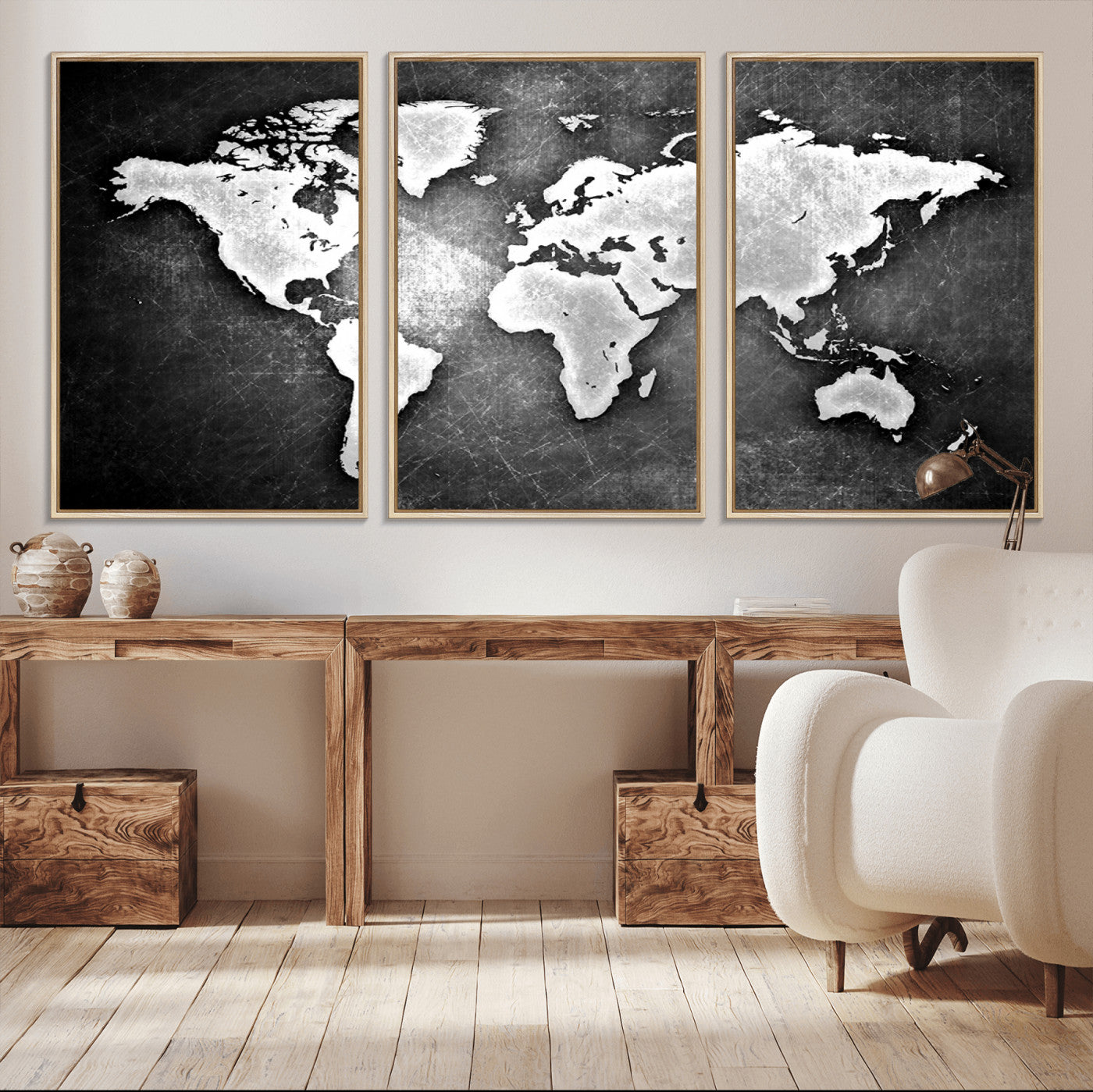 34390-MGV-CV-36X24-World Map Wall Art Canvas Print – Framed Wall Art for Anniversary Gift or Home Adventure Decor
