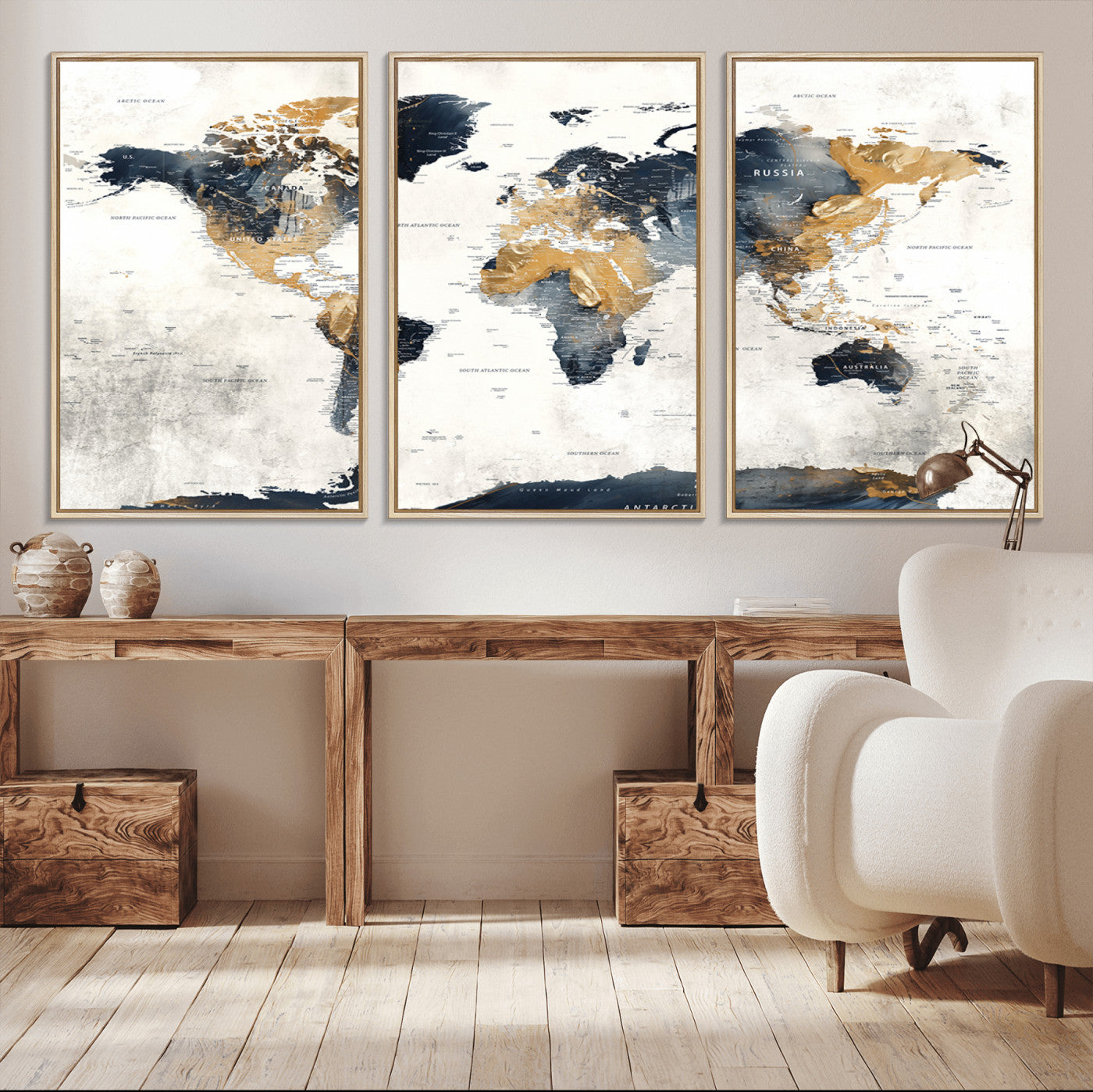 72479-MGV-FC-60X30-3P_Natural-Push Pin World Map Canvas Print – Travel Tracker Wall Art for Couples, Perfect Anniversary Gift for Home or Office Decor