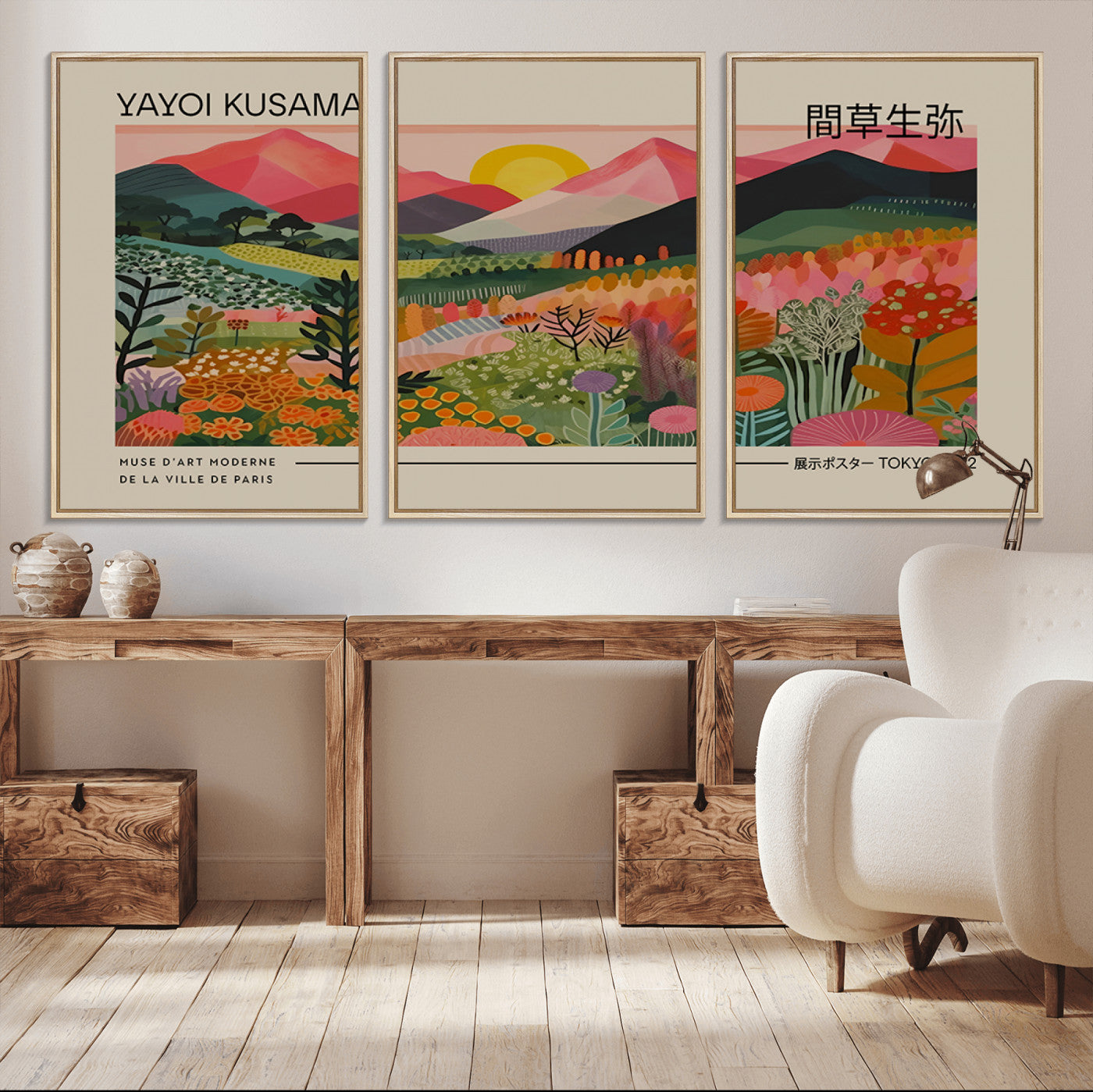 MGV-FC-60X30-3P - Yayoi Kusama 1986 Wall Art Print – Yayoi Kusama Wabi Sabi Japanese Wall Art Print - Vibrant Abstract