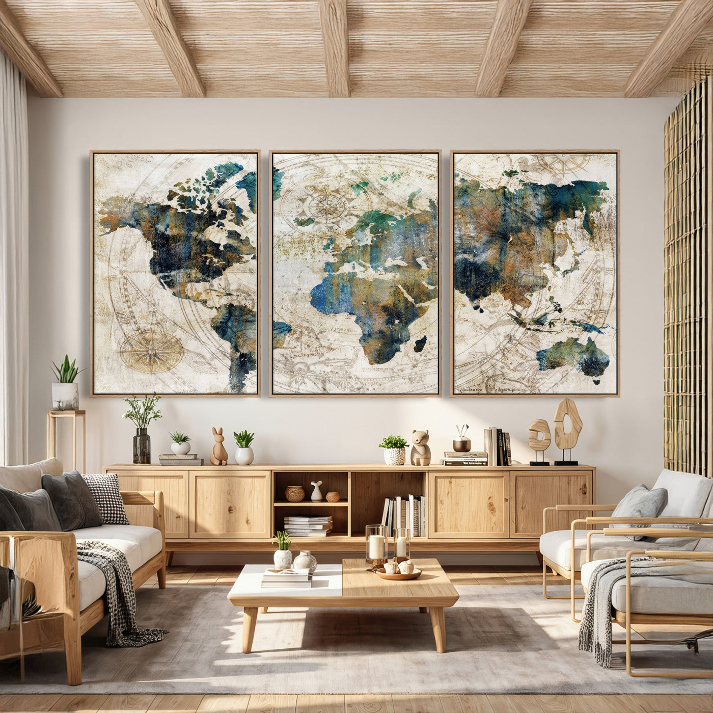 36972-MGV-CV-36X24 - Grunge Abstract World Map Art Print Canvas Print for Office Decor