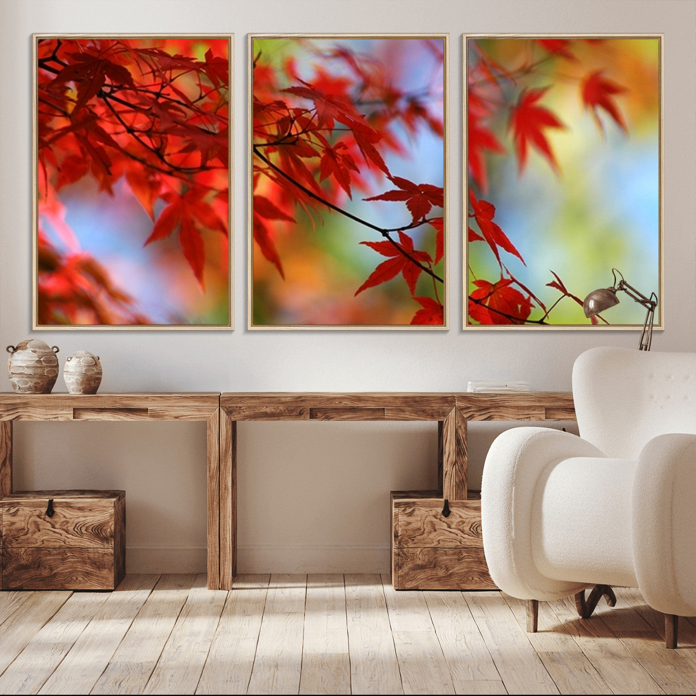 68946-MGV-CV-36X24-Red Leaves Autumn Forest Wall Art Canvas, Red Leaves Autumn Forest Canvas Print