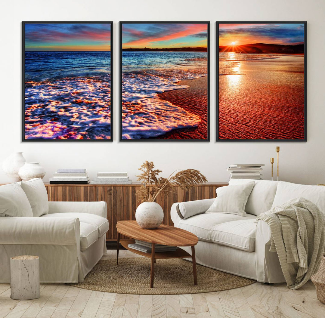 Hawaii Beach and Sunset Wall Art Canvas Print