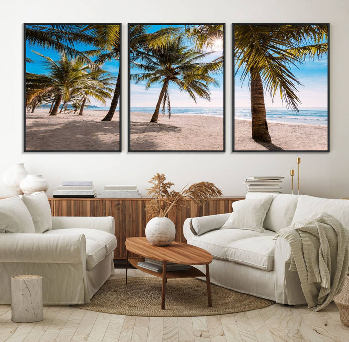 The Palm Beach Tropical Island Canvas Print is perfect wall art for a sunny beach vibe.