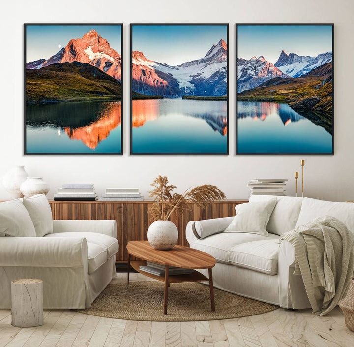 Landscape Mountain and Lake View Wall Art Canvas Print.