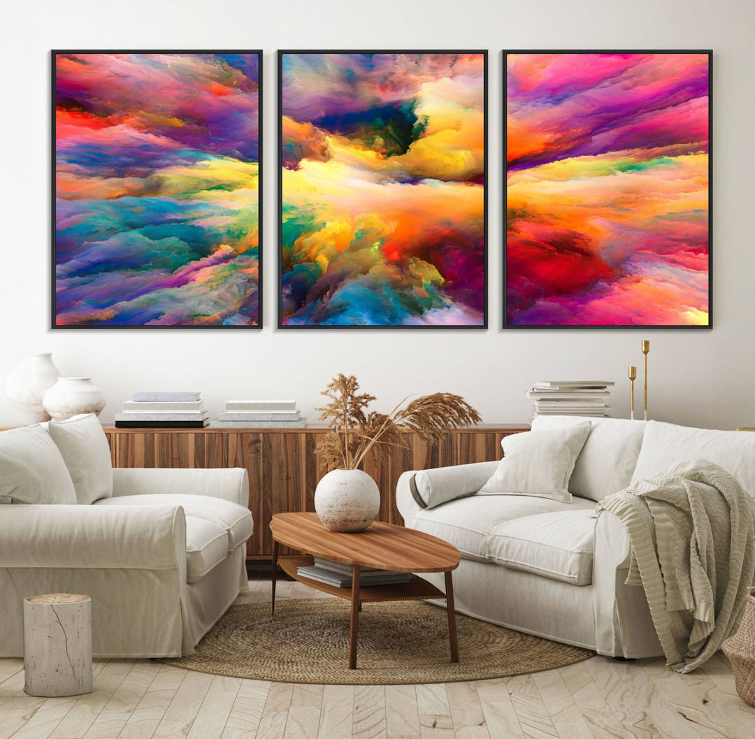 Blazing Vibrant Colors Cloud-like Wall Art Canvas Print adds flair to the space.