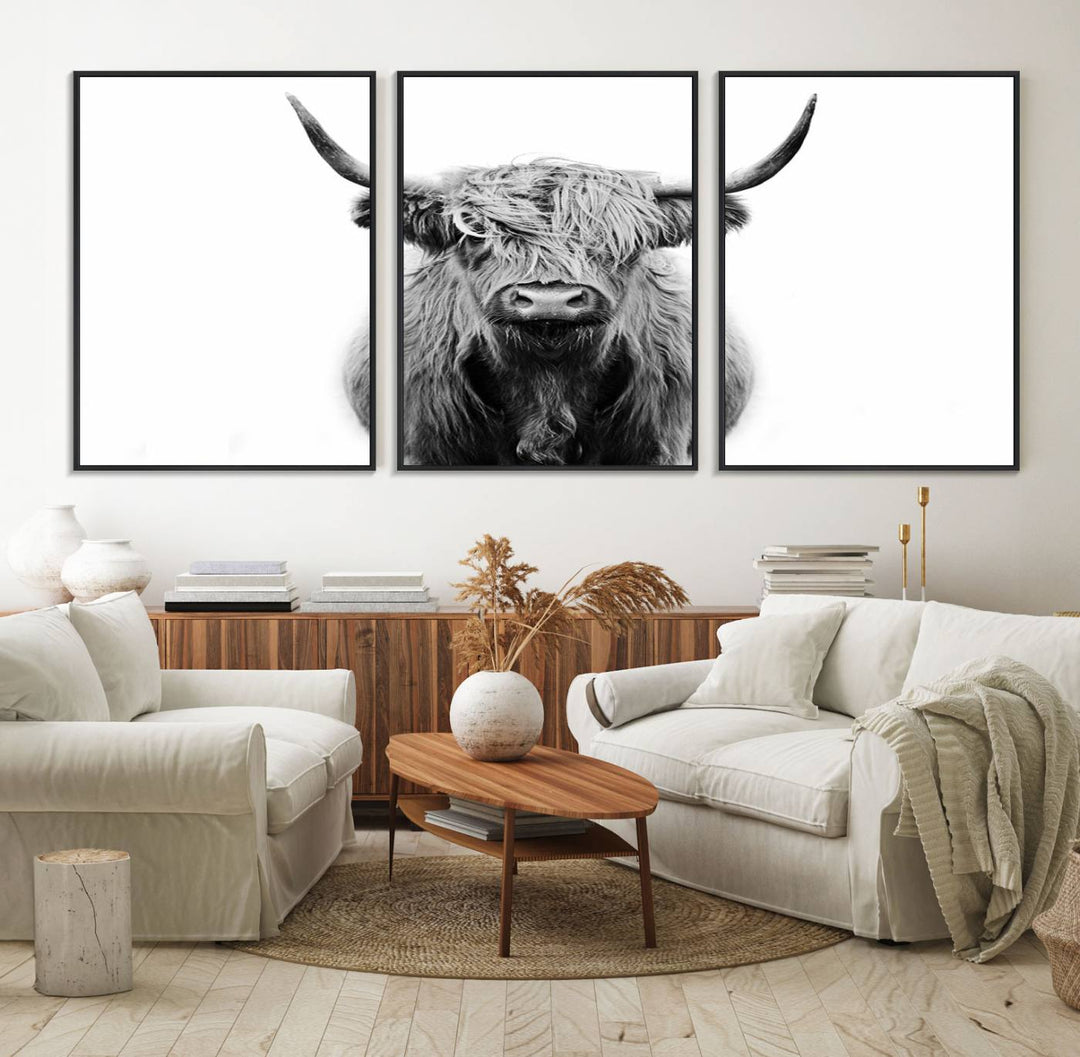 Highland Cow Canvas hanging prominently.