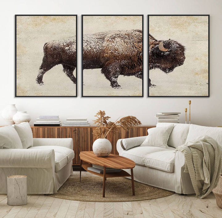 Buffalo Wall Art above a sideboard.