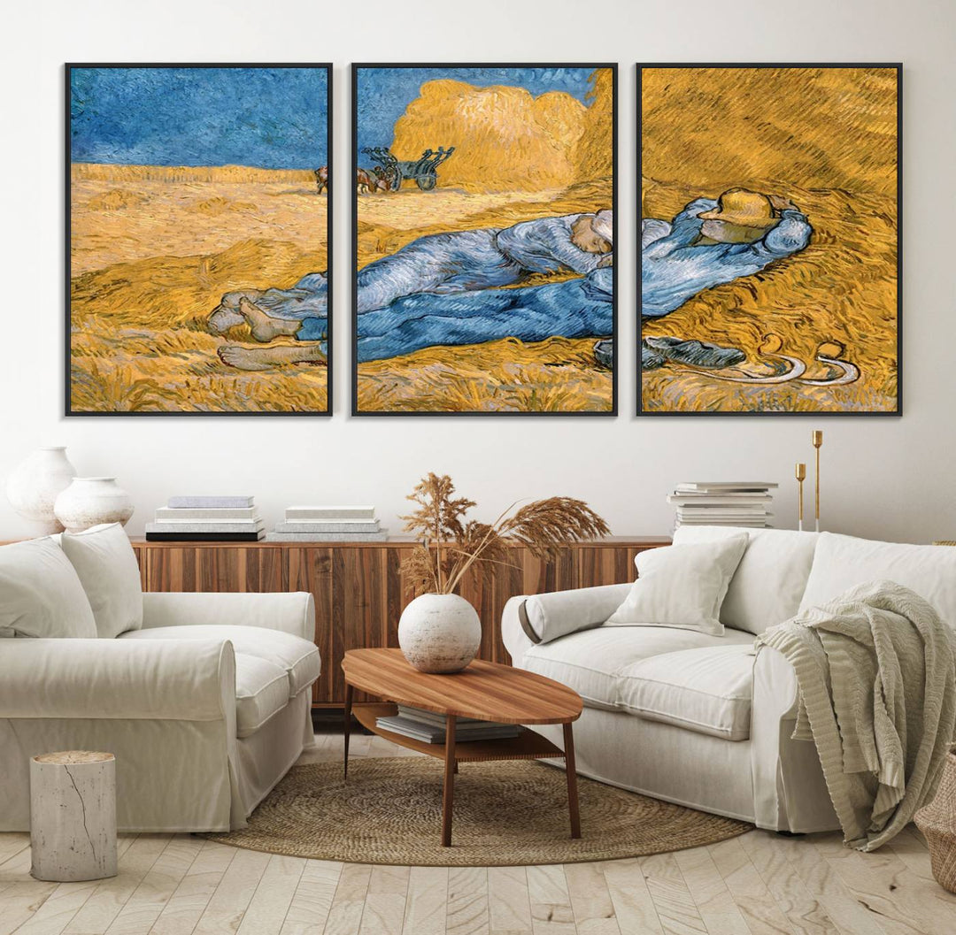 A Vincent Van Gogh Nature canvas print depicting resting farmers.