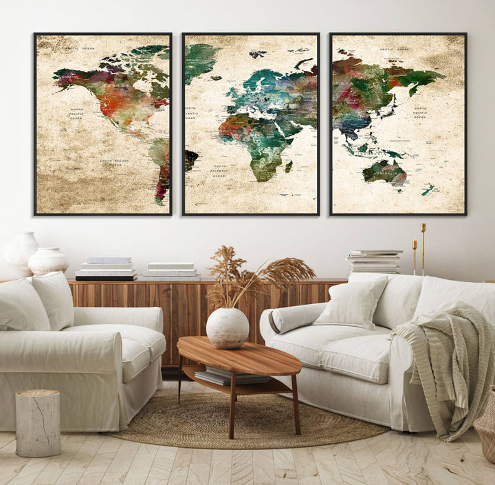 World Map Wall Art Print.