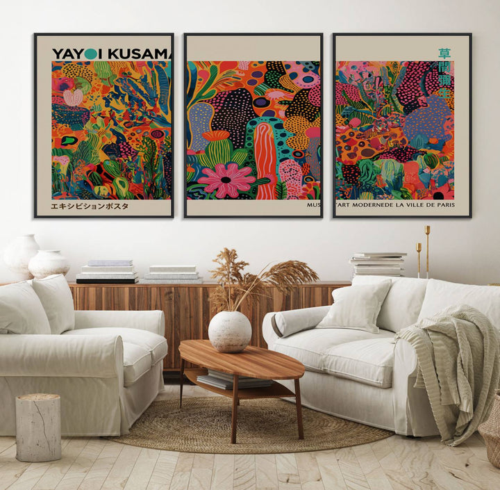 Framed Yayoi Kusama 1986 Wall Art Print adds contemporary style.