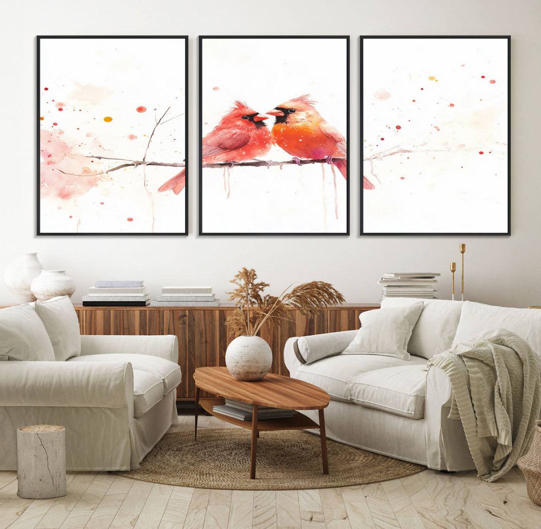 The Cardinal Bird Canvas Wall Art adds vibrant wildlife art to the wall.