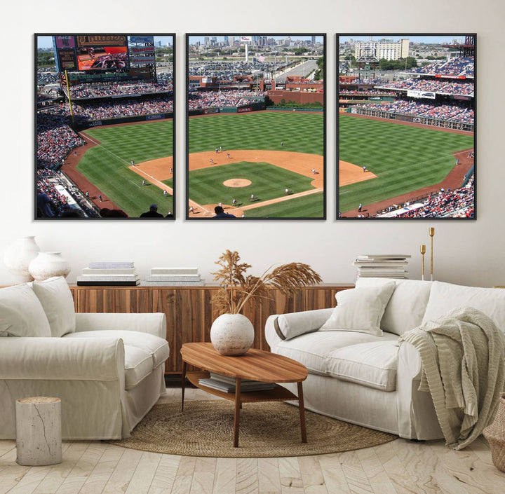 View of a Phillies game at Citizens Bank Park captured as premium wall art canvas.