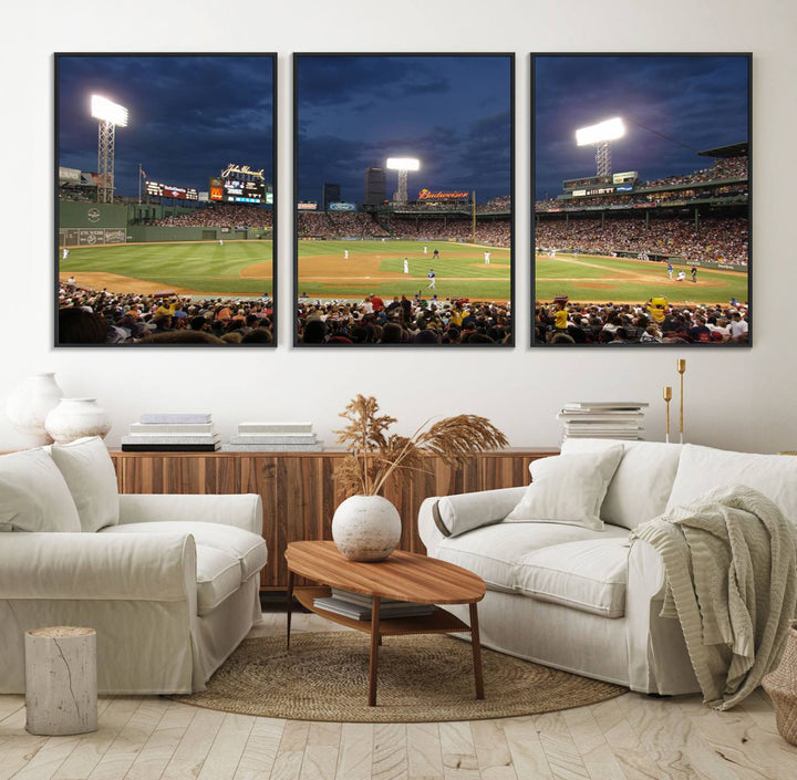 The Boston Red Sox Fenway Park Canvas: a cozy baseball scene, perfect wall art.