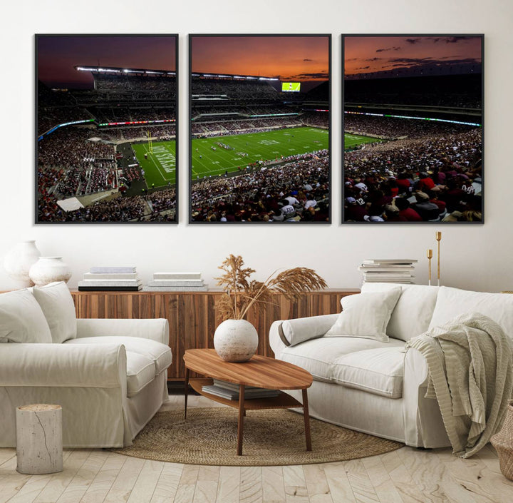 Canvas print of the Texas A&M University Aggies football team at Kyle Field Stadium.