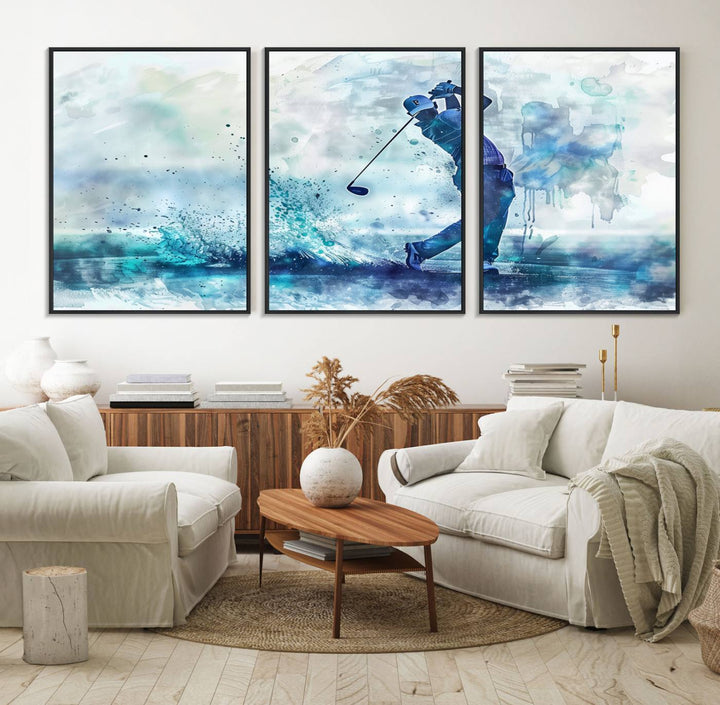 Golf Swing Wall Art Canvas Print, a sports-inspired watercolor decor.