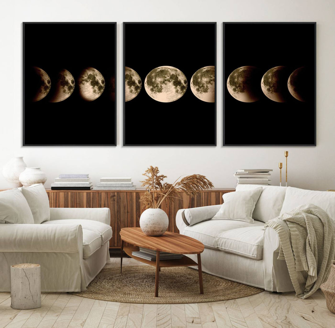 Phases of the Moon canvas print, ideal for lunar sequence decor.