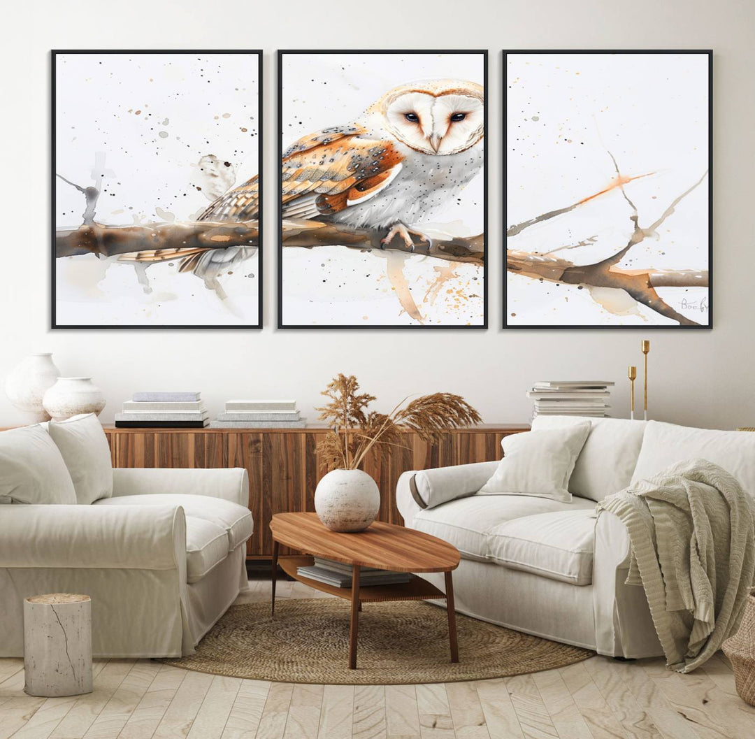 Nature enthusiasts will love the Barn Owl Wall Art on Branch, a stunning canvas print that is ready to hang and beautifully framed.