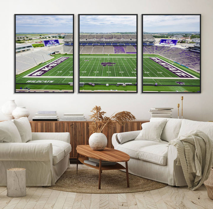 Gallery-quality canvas print featuring the KState Wildcats Football Team at Bill Snyder Family Stadium, Manhattan.