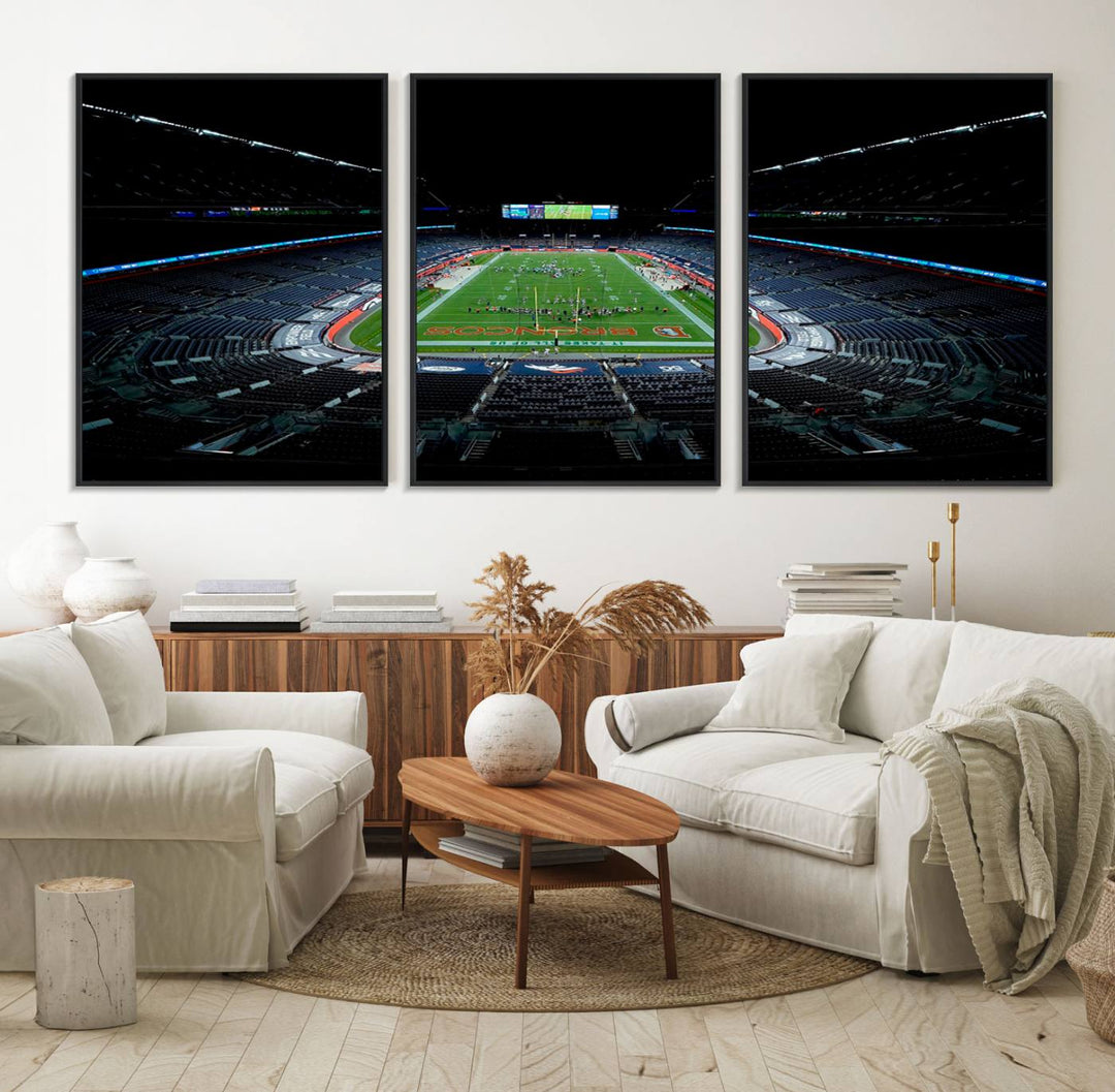 Museum-quality canvas print of Denver Broncos Empower Field at Mile High Stadium.