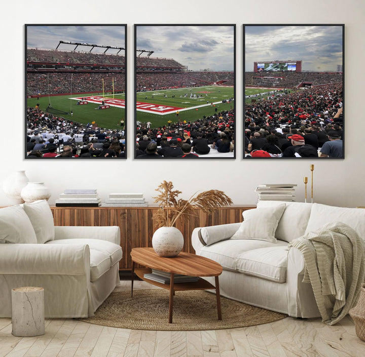 Premium canvas print depicting the Rutgers Scarlet Knights football at SHI Stadium, Piscataway.