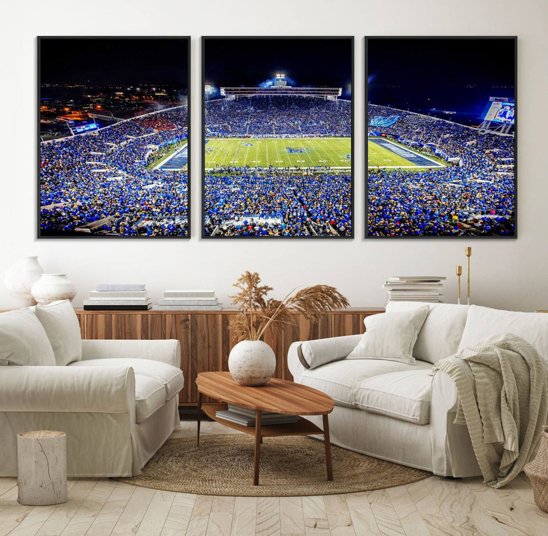 The University of Memphis Tigers Football Team Wall Art Canvas Print shines brightly.