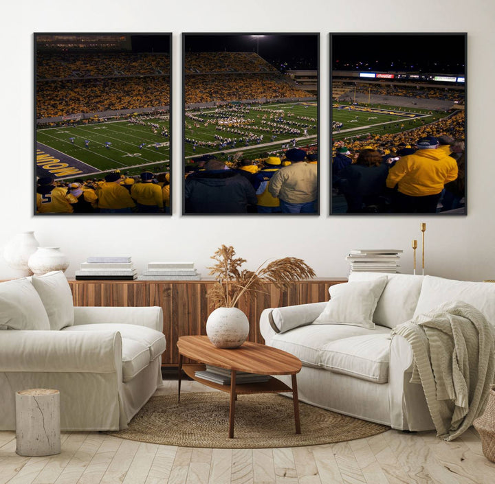 West Virginia Uni Mountaineers Football Canvas Wall Art Print.