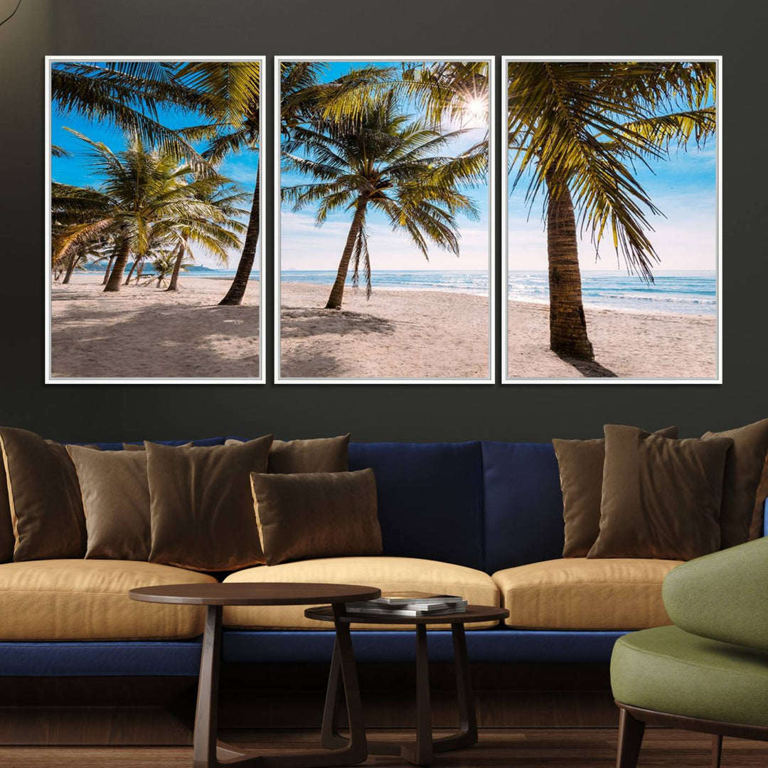 The Palm Beach Tropical Island Canvas Print is perfect wall art for a sunny beach vibe.