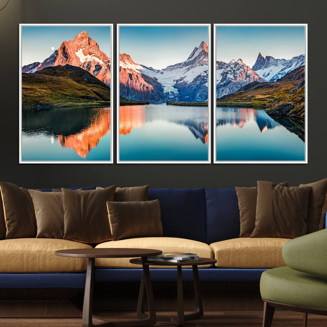 Landscape Mountain and Lake View Wall Art Canvas Print.