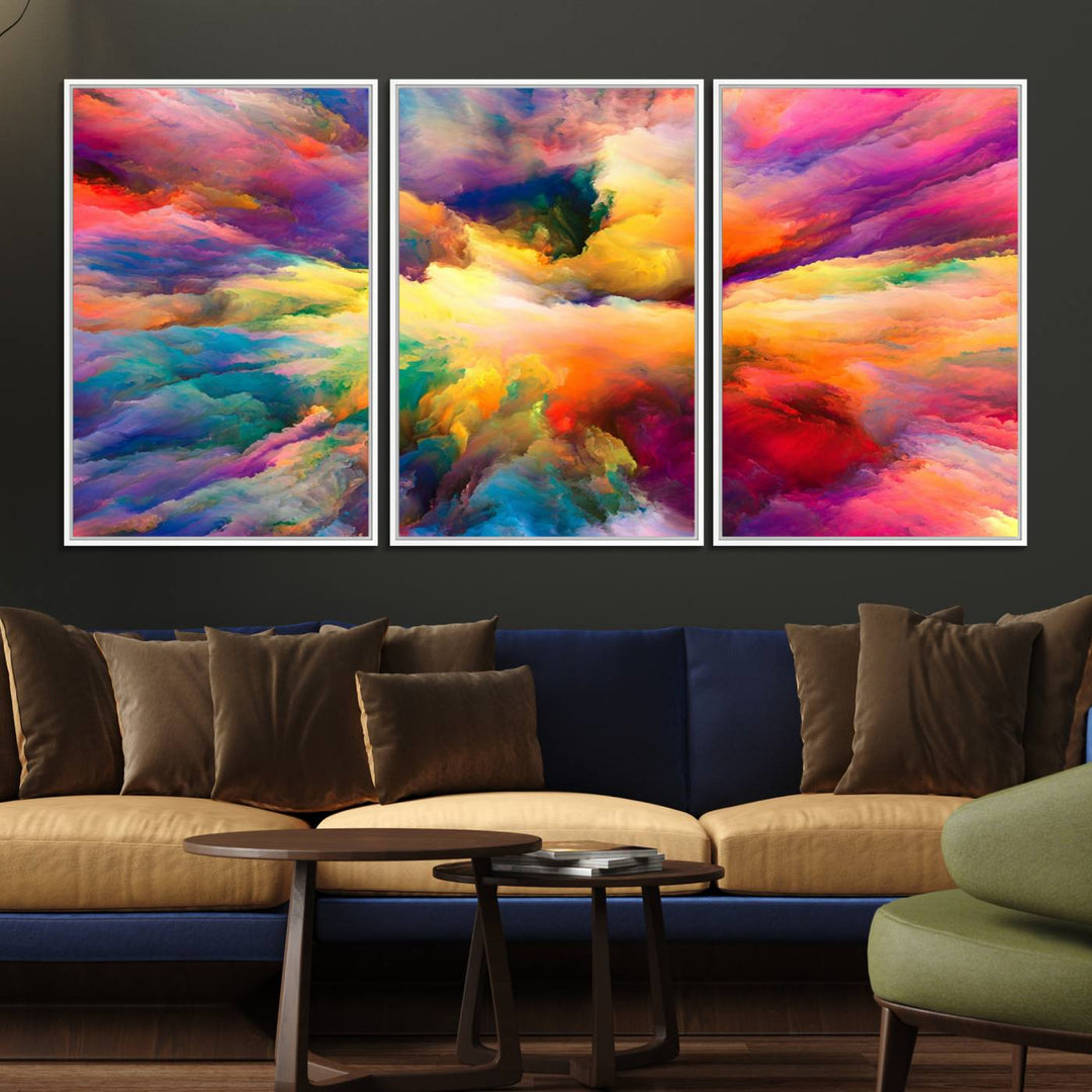 Blazing Vibrant Colors Cloud-like Wall Art Canvas Print adds flair to the space.